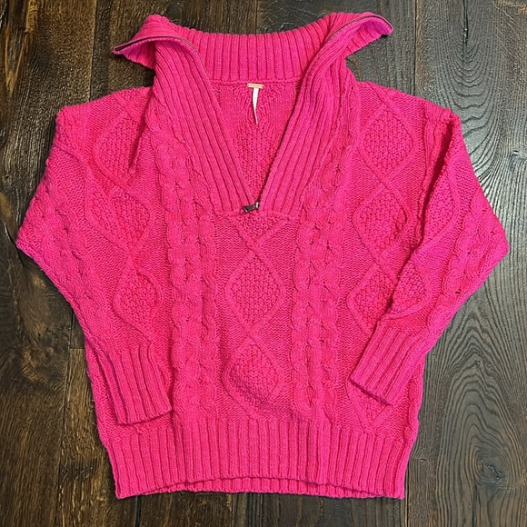 Free People Driftwood Cable Polo Sweater - Picture 4 of 8